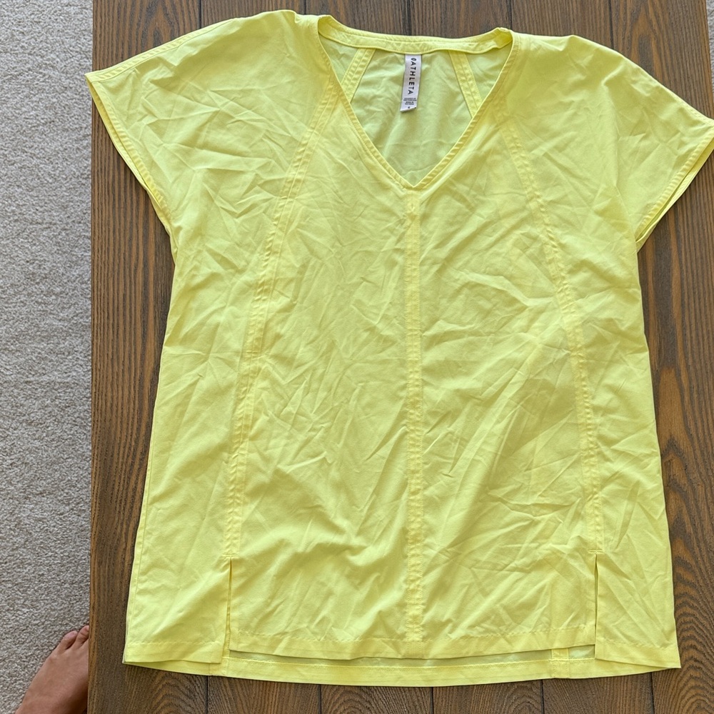 Athleta Vibrant Yellow V-Neck Tee